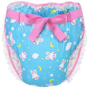 Little for Big Charming Pink and Blue Bunny Diaper Cover NWT Size Large